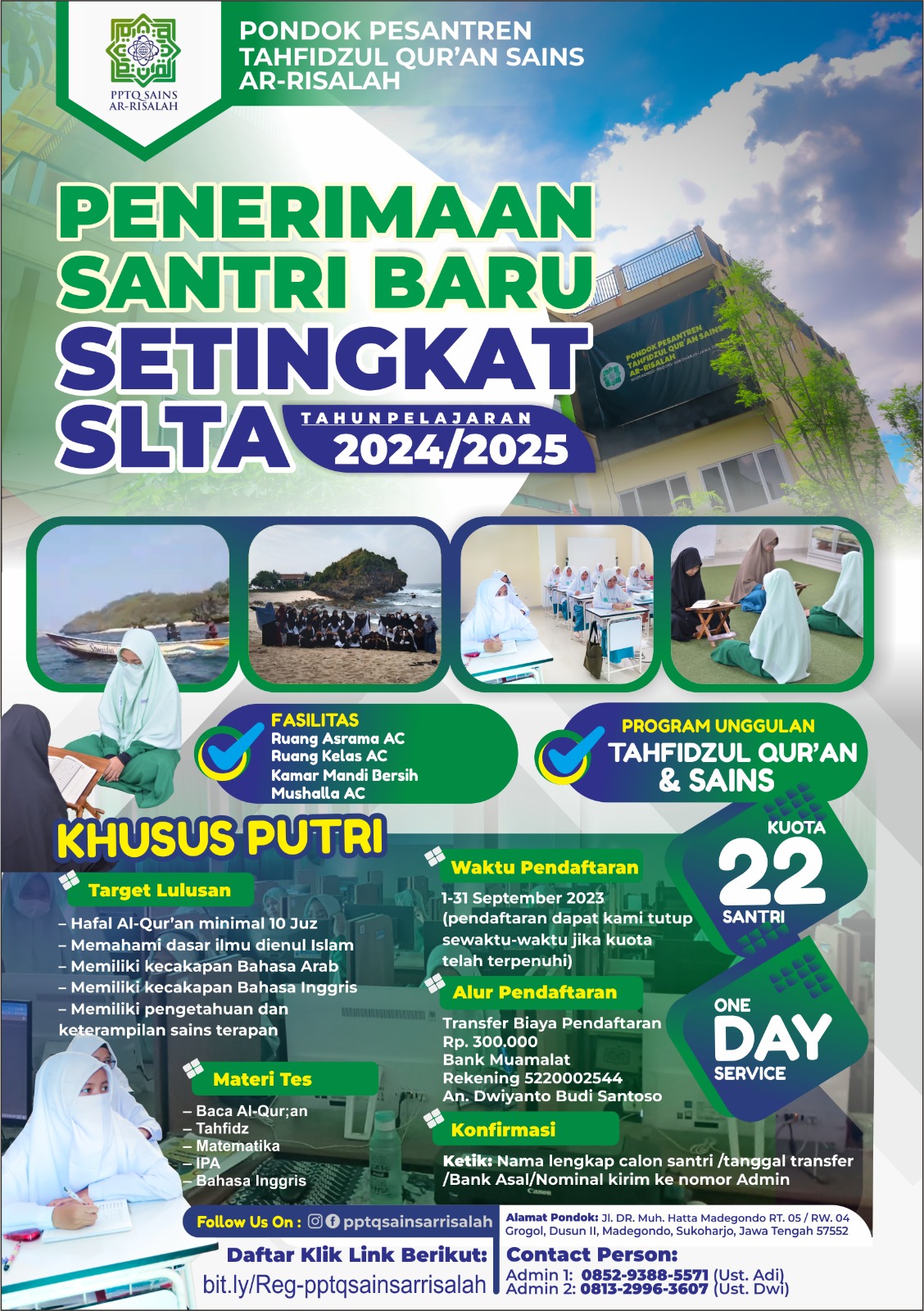 Penerimaan Santri baru PPTQ Sains Ar Risalah 2024/2025
