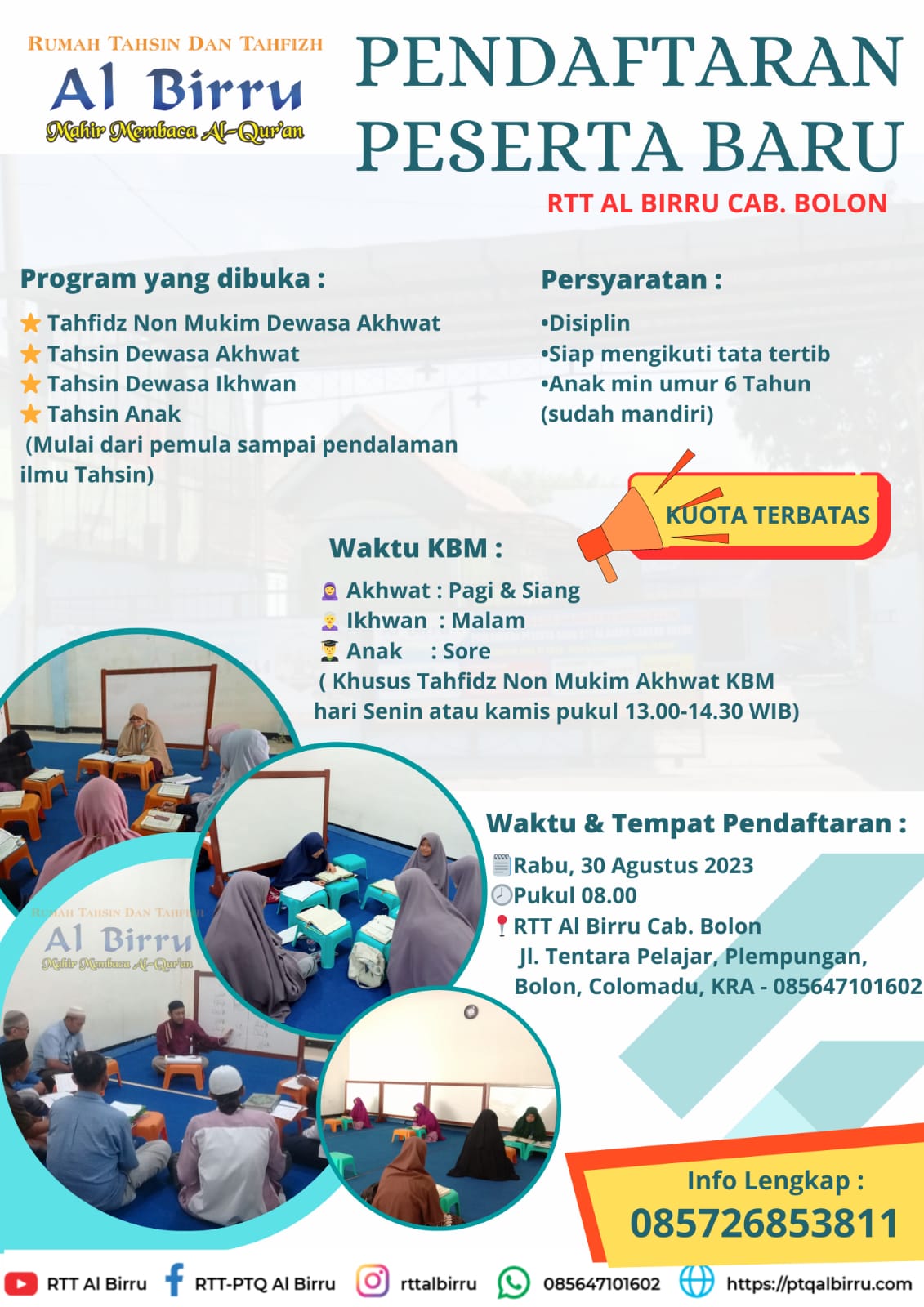 PENDAFTARAN PESERTA BARU RTT Al Birru Cab. Bolon