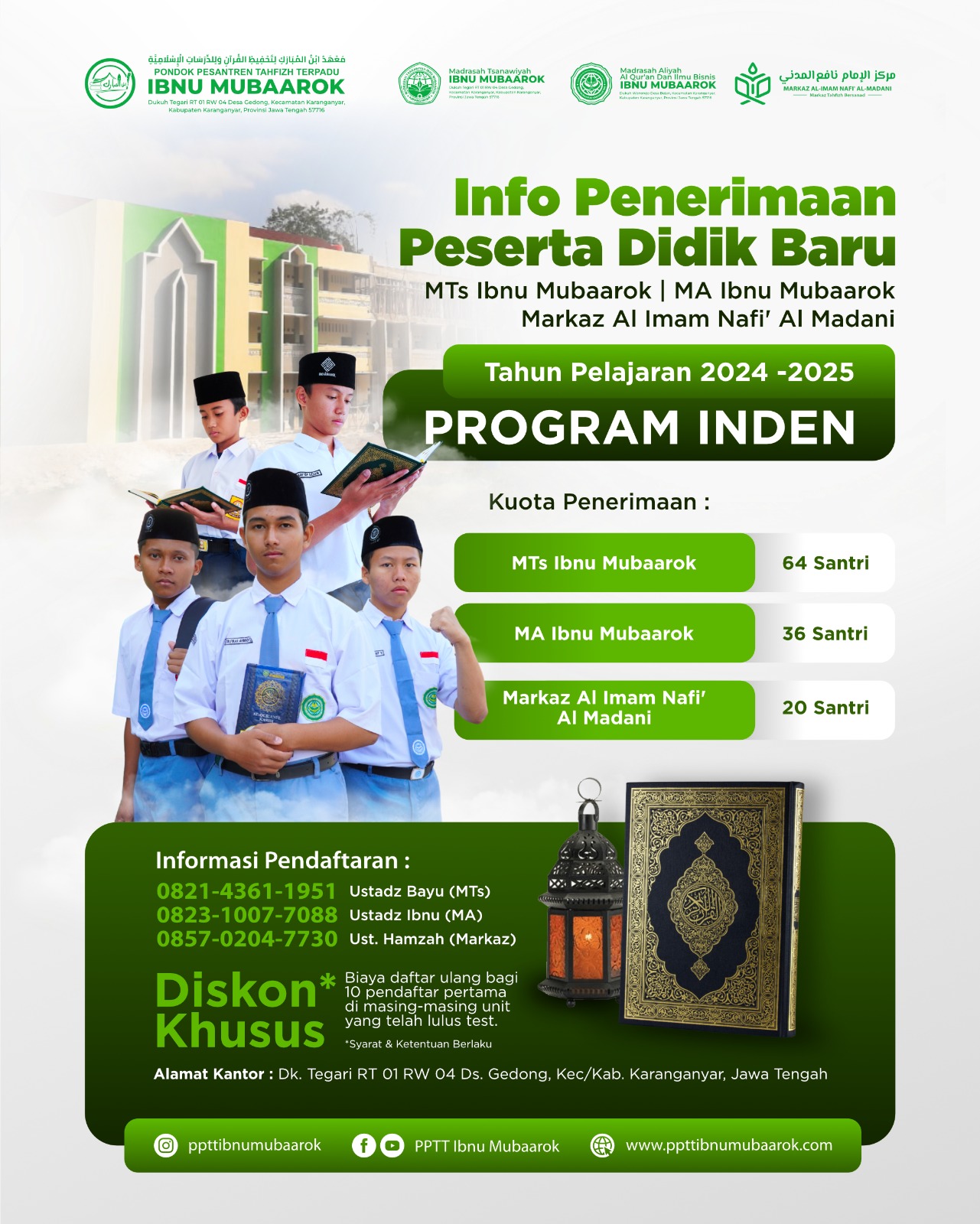 PPDB PPTQ IBNU MUBARAK KARANGANYAR TAHUN AJARAN 2024-2025